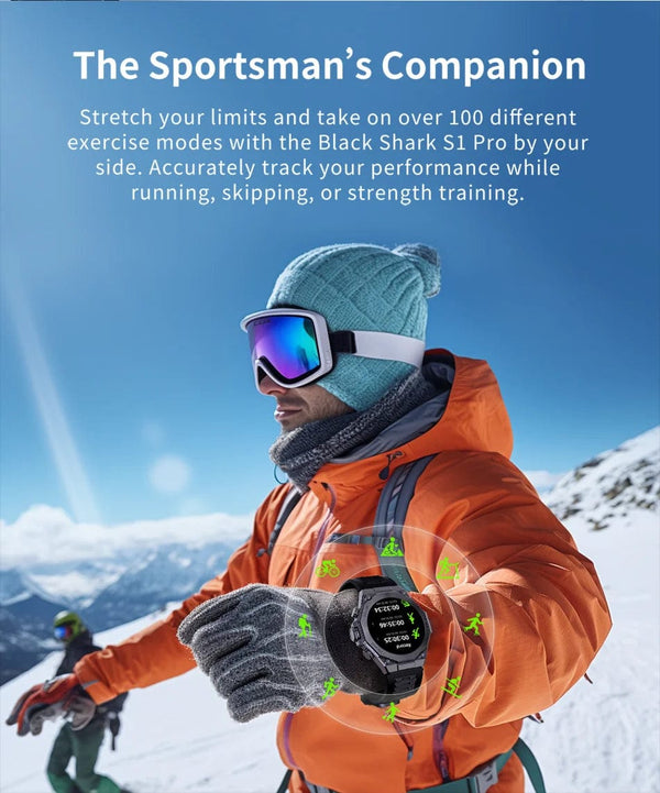 Planet Gates Blue-Fast Delivery / Mexico [World Premiere] Global Version Black Shark S1 Pro Smart watch 1.43'' AMOLED Wireless Charging 15 Days Battery Life NFC Chat GPT