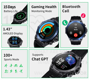 Planet Gates Blue-Fast Delivery / Mexico [World Premiere] Global Version Black Shark S1 Pro Smart watch 1.43'' AMOLED Wireless Charging 15 Days Battery Life NFC Chat GPT