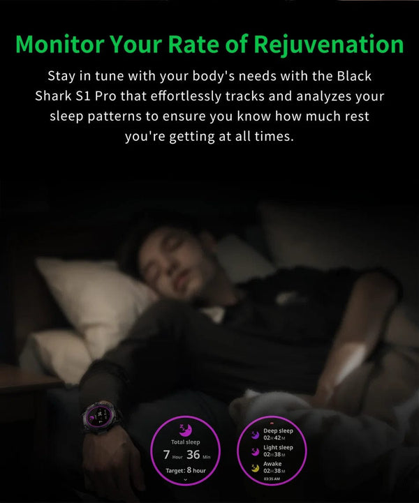 Planet Gates Blue-Fast Delivery / Mexico [World Premiere] Global Version Black Shark S1 Pro Smart watch 1.43'' AMOLED Wireless Charging 15 Days Battery Life NFC Chat GPT