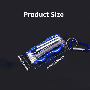 Planet Gates Blue Folding Hex Wrench Metal Metric Allen Wrench Set Hexagonal Screwdriver Hex Key Wrenches Allen Keys Hand Tool Portable Set With car Keychain repair