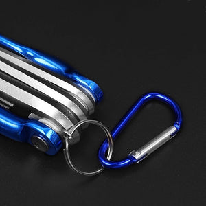 Planet Gates Blue Folding Hex Wrench Metal Metric Allen Wrench Set Hexagonal Screwdriver Hex Key Wrenches Allen Keys Hand Tool Portable Set With car Keychain repair
