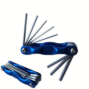 Planet Gates Blue Folding Hex Wrench Metal Metric Allen Wrench Set Hexagonal Screwdriver Hex Key Wrenches Allen Keys Hand Tool Portable Set With car Keychain repair