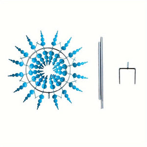Planet Gates Blue-green 1pc Magical Metal Windmill, 3D Metal Outdoor Wind Spinners For Yard And Garden, Unique Metal Kinetic Wind Sculptures & Spinners, Wind Catchers Metal Outdoor Lawn Patio Decoration Wind Sculpture