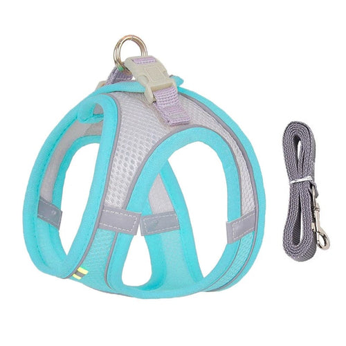 Planet Gates Blue Green / L 8-12 kg Dog Harness Leash Set for Small Dogs Adjustable Puppy Cat Harness Vest French Bulldog Chihuahua Pug Outdoor Walking Lead Leash