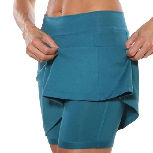 Planet Gates Blue Green / M Solid Yoga Shorts Sports Women Slim High Waist Short Skirt Fitness Yoga Short Summer Running Tennis Legging Workout Gym Shorts