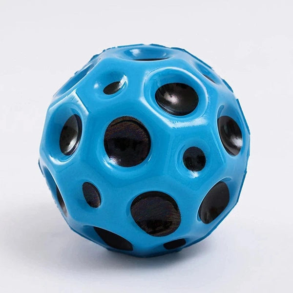 Planet Gates blue High Resilience Hole Ball Soft Bouncy Ball Anti-fall Moon Shape Porous Bouncy Ball Kids Outdoor Sport Toy Ergonomic Squeeze Ball
