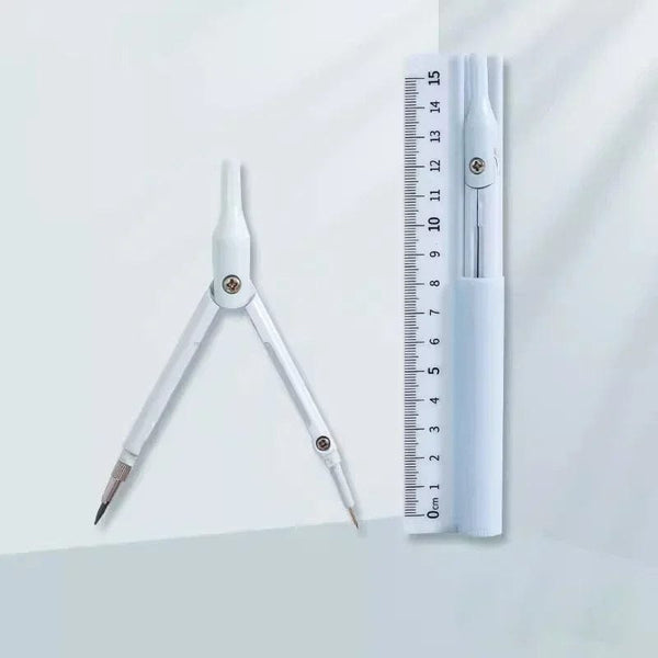 Planet Gates blue Kawaii 3 in 1 Compass Geometry Set with Ruler Pencil Multifunctional School Drawing Compass Math Geometry Tool Korean Stationery