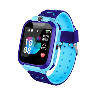Planet Gates blue KGG 2G Kids Smart Watch SOS Call Remote Call Back LBS Location Children Smartwatch with Math Game 12 Languages Kids Clock Gifts.