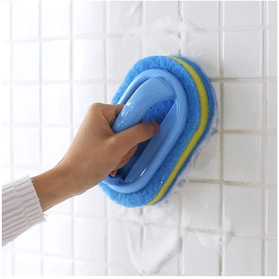 Planet Gates Blue Kitchen Cleaning Sponge With Handle Durable Sponge Cleaning Brush with Handle for Bathroom Kitchen Dishwashing Power Decontamination Cleaning Supplies