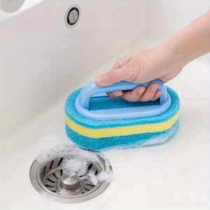 Planet Gates Blue Kitchen Cleaning Sponge With Handle Durable Sponge Cleaning Brush with Handle for Bathroom Kitchen Dishwashing Power Decontamination Cleaning Supplies