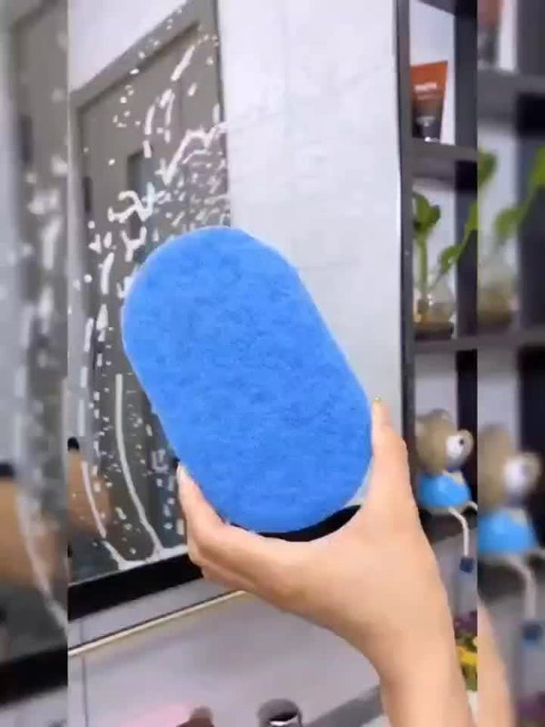Planet Gates Blue Kitchen Cleaning Sponge With Handle Durable Sponge Cleaning Brush with Handle for Bathroom Kitchen Dishwashing Power Decontamination Cleaning Supplies