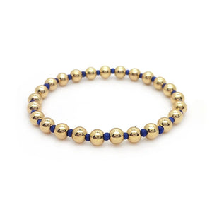 Planet Gates Blue KKBEAD 18 K Gold Beads Bracelets Y2k Gold Plated Beaded Stretch Bracelet Jewelry for Women Accessories Pulseras Mujer Moda
