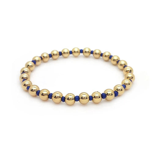 Planet Gates Blue KKBEAD 18 K Gold Beads Bracelets Y2k Gold Plated Beaded Stretch Bracelet Jewelry for Women Accessories Pulseras Mujer Moda