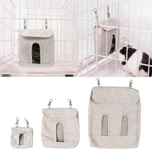 Planet Gates Blue / L Rabbit Hay Feeder Bag Hanging Feeding Sacks Single Hole Solid Color for Small Animals Chinchilla Bunny