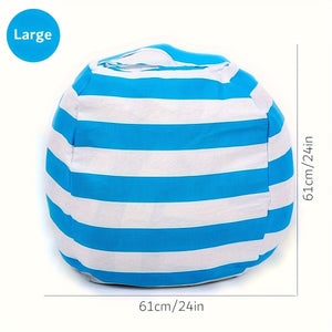 Planet Gates Blue / Large Stuffed Animal Storage Bean Bag Chair Cover For Kids | Stuffable Zipper Beanbag For Organizing Children Plush Toys Large Premium Cotton Canvas