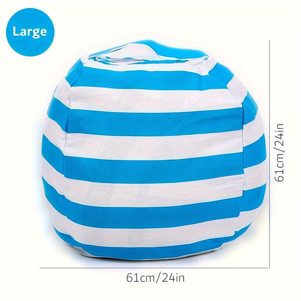 Planet Gates Blue / Large Stuffed Animal Storage Bean Bag Chair Cover For Kids | Stuffable Zipper Beanbag For Organizing Children Plush Toys Large Premium Cotton Canvas