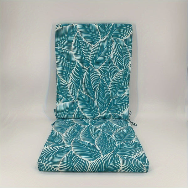 Planet Gates blue leaves / 45*（48+60）*3cm High Back Cushions for Outdoor Patio Rocking Chair Seasonal Replacement with Elastic Back Random Geometry Patterns Home Decor Chair Cushion