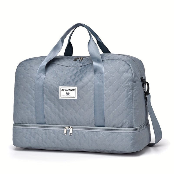 Planet Gates Blue Lightweight Argyle Pattern Luggage Bag, Large Capacity Travel Duffle Bag, Portable Overnight Bag