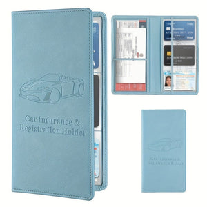 Planet Gates Blue / Long Car Registration & Insurance Card Holder For Men And Women, Auto Glove Box Organizer Document Wallet Faux Leather Manual Folder