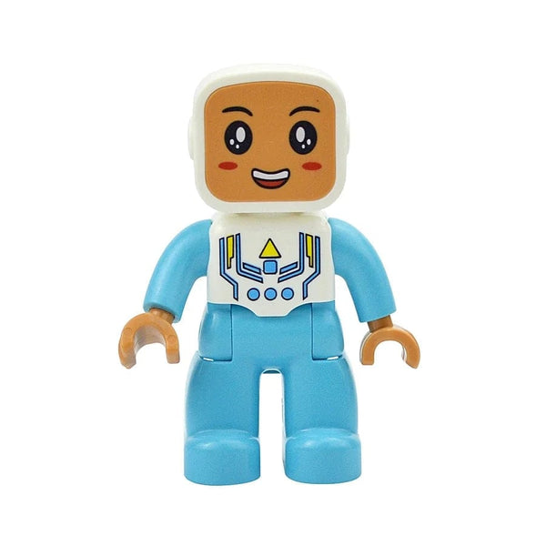 Planet Gates Blue Long Legs Boy Figures Dolls Big Size Building Blocks Family Action Workers Doctor Police Farmer Compatible Large Bricks Duploes Kid Toys