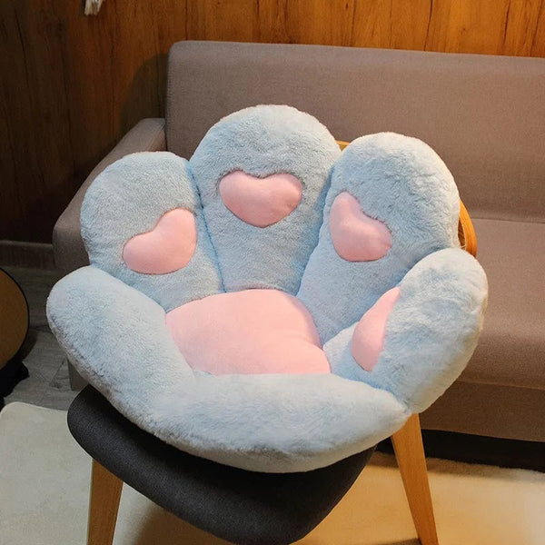Planet Gates blue love / 60 x 70cm 2 Sizes Kawaii Plush Bear Paw Mat Cute Animal Bear Cat Foot Pillow Heart Plush Cushion Stuffed Soft Toys for Home Decor Gifts