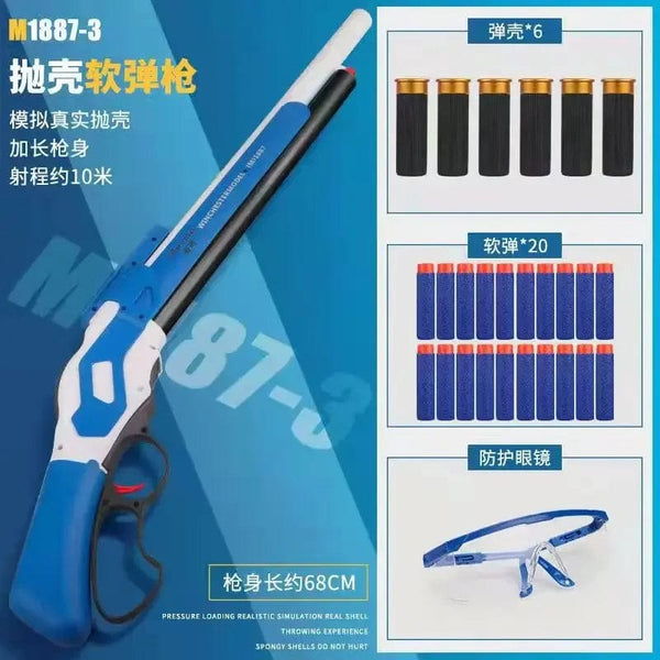 Planet Gates Blue M1887 Winchester Soft Bullet Shell Ejection Throwing Toy Gun Blaster Plastic Manual Launcher Model For Children Adults CS Go