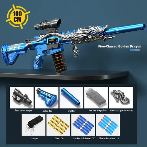Planet Gates Blue M416 Shell Ejection Soft Bullet Toy Gun EVA Sniper Rifle Manual Loading Eat Chicken Weapon Boys Toy Gun CS Fighting Game Gift