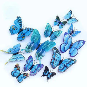 Planet Gates Blue - Magnet 12pcs 3D Double Layer Butterflies Wall Stickers Living Room Decor Wedding Kids  Decoration DIY  Art Magnet