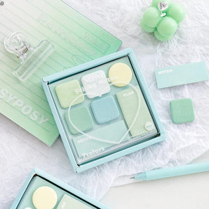 Planet Gates Blue Mood Mini Sticky Notes Set Faint Secret 210 Sheets 7 Color Memo Pad Adhesive Label Diary Planner Stickers Office School A7155