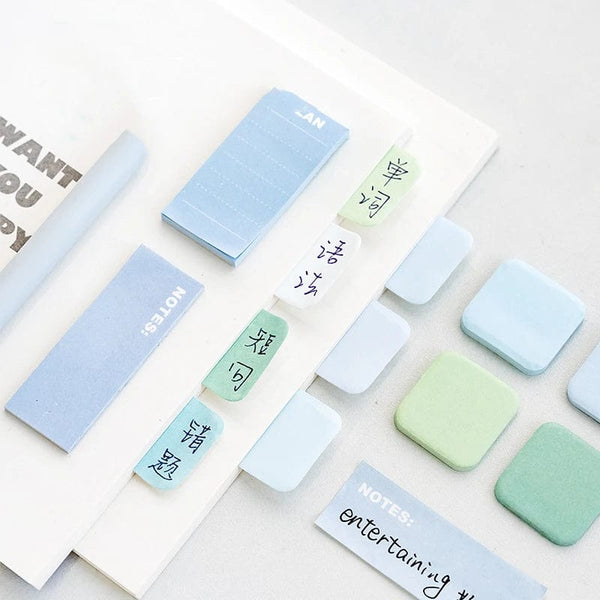 Planet Gates Blue Mood Mini Sticky Notes Set Faint Secret 210 Sheets 7 Color Memo Pad Adhesive Label Diary Planner Stickers Office School A7155