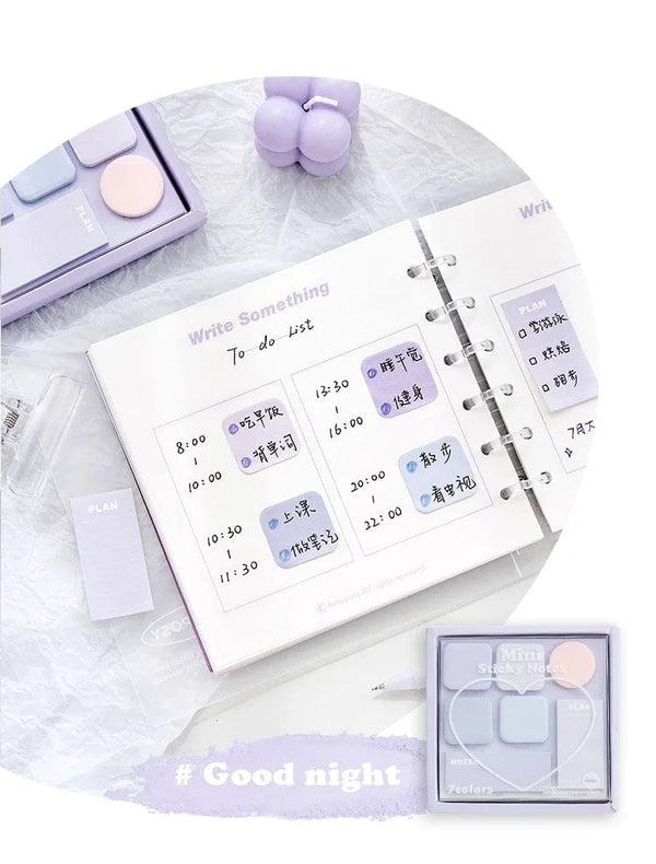 Planet Gates Blue Mood Mini Sticky Notes Set Faint Secret 210 Sheets 7 Color Memo Pad Adhesive Label Diary Planner Stickers Office School A7155