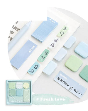 Planet Gates Blue Mood Mini Sticky Notes Set Faint Secret 210 Sheets 7 Color Memo Pad Adhesive Label Diary Planner Stickers Office School A7155