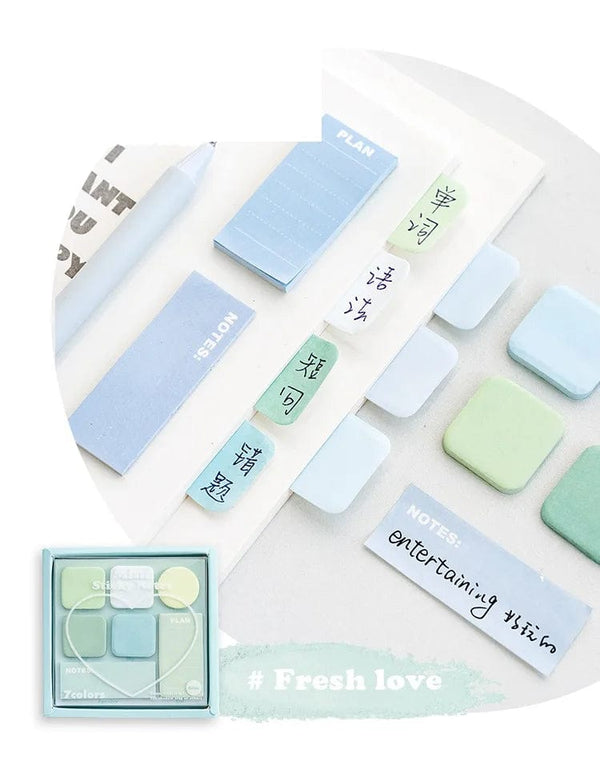 Planet Gates Blue Mood Mini Sticky Notes Set Faint Secret 210 Sheets 7 Color Memo Pad Adhesive Label Diary Planner Stickers Office School A7155