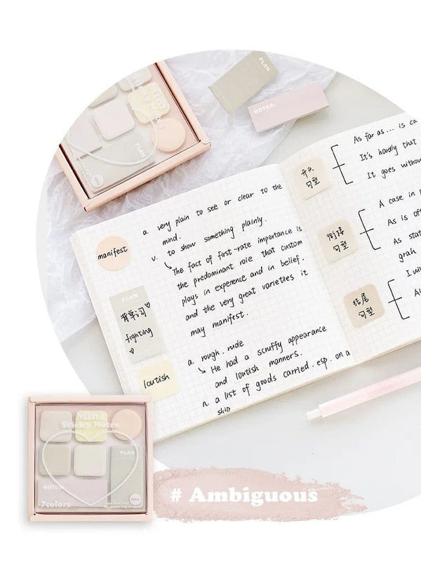 Planet Gates Blue Mood Mini Sticky Notes Set Faint Secret 210 Sheets 7 Color Memo Pad Adhesive Label Diary Planner Stickers Office School A7155