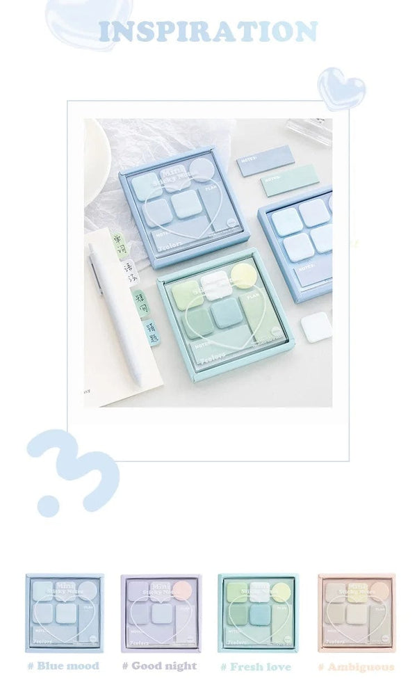 Planet Gates Blue Mood Mini Sticky Notes Set Faint Secret 210 Sheets 7 Color Memo Pad Adhesive Label Diary Planner Stickers Office School A7155