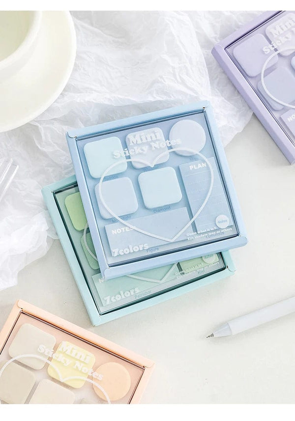 Planet Gates Blue Mood Mini Sticky Notes Set Faint Secret 210 Sheets 7 Color Memo Pad Adhesive Label Diary Planner Stickers Office School A7155