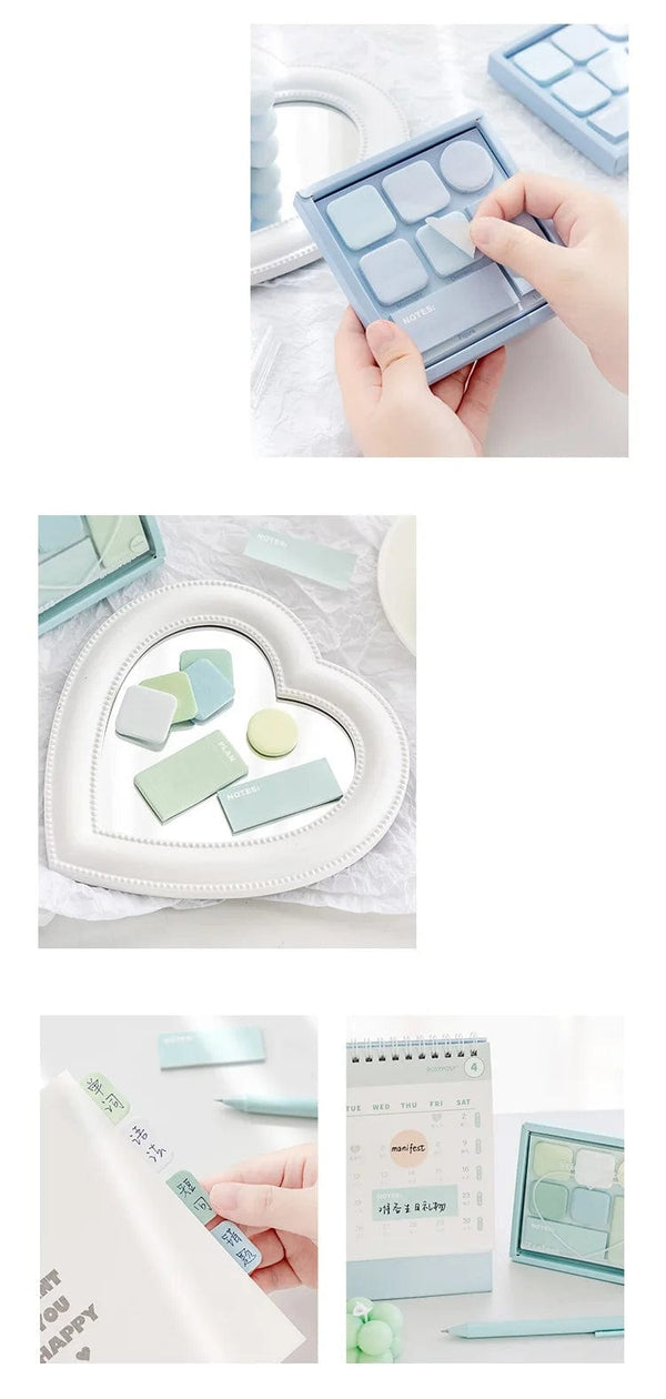 Planet Gates Blue Mood Mini Sticky Notes Set Faint Secret 210 Sheets 7 Color Memo Pad Adhesive Label Diary Planner Stickers Office School A7155
