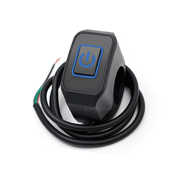 Planet Gates Blue Motorcycle Handlebar Switch with LED Light 7/8'' 22mm Momentry Buttton for Electric Star Kill Waterproof Control Switch Button
