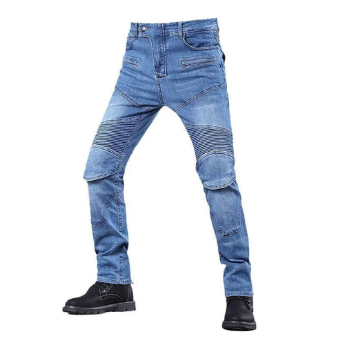 Planet Gates Blue NO gear / XS New Four Seasons Riding Motorcycle Pants For Men Outdoor Riding Jeans Motorcycle Jeans Protective Gear With Hip Knee Gear