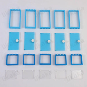 Planet Gates blue parts MOC City Friends House Door Window Set Building Blocks Toys Compatible Classic Architecture Blocks Parts DIY Bricks Kids Toys