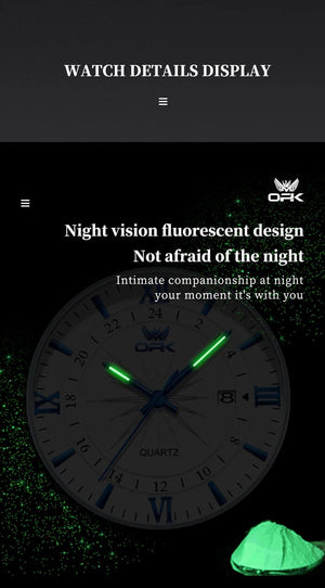 Planet Gates blue pointer OPK Brand Steel Belt Dual Calendar Men's Quartz Watch 6003