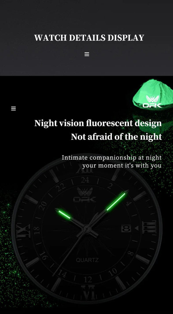 Planet Gates blue pointer OPK Brand Steel Belt Dual Calendar Men's Quartz Watch 6003