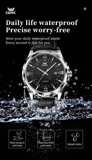 Planet Gates blue pointer OPK Brand Steel Belt Dual Calendar Men's Quartz Watch 6003