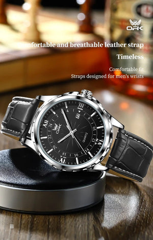 Planet Gates blue pointer OPK Brand Steel Belt Dual Calendar Men's Quartz Watch 6003