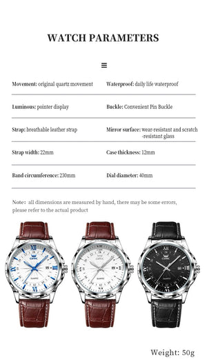 Planet Gates blue pointer OPK Brand Steel Belt Dual Calendar Men's Quartz Watch 6003