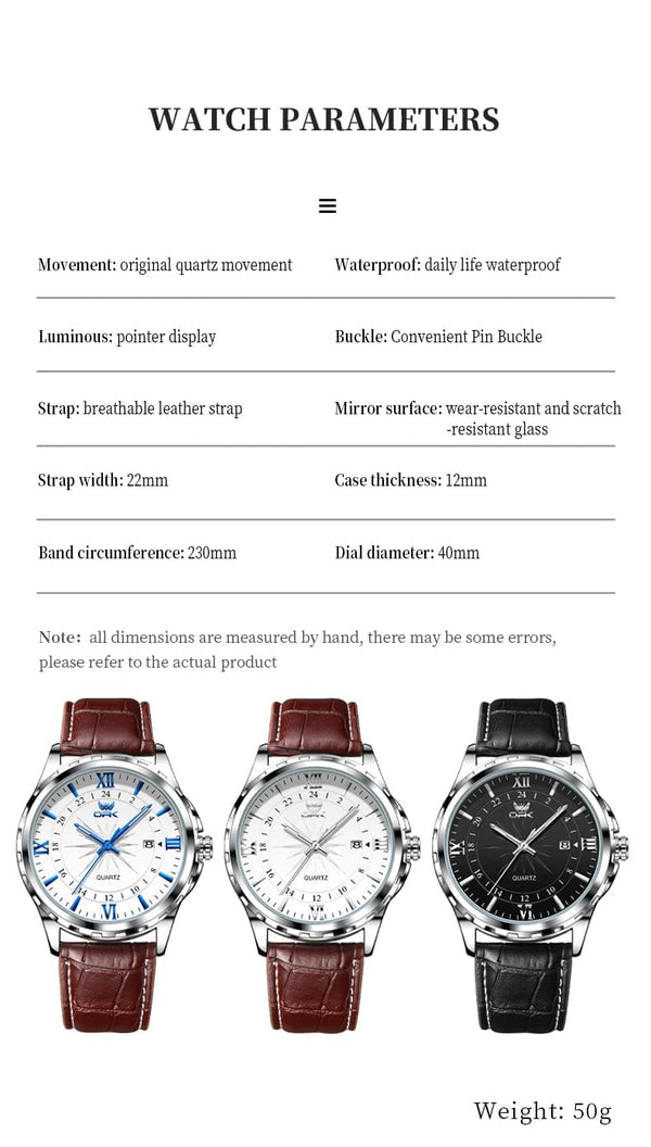 Planet Gates blue pointer OPK Brand Steel Belt Dual Calendar Men's Quartz Watch 6003