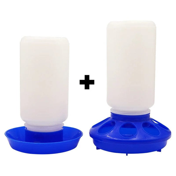 Planet Gates Blue Poultry New Thickened Feeder and Drinker Water Food Dispenser Automatic Chicken Birds Chick Waterer Feeding Bucket Container 1L