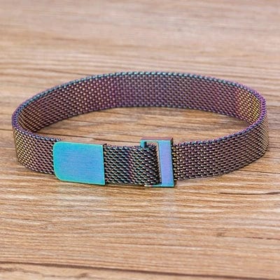 Planet Gates Blue Purple Classic Stainless Steel Magnetic Mesh Strap Bracelets Watch Strap 7 Colors Choice For Men and Women Lovers Bangle Jewelry Gift