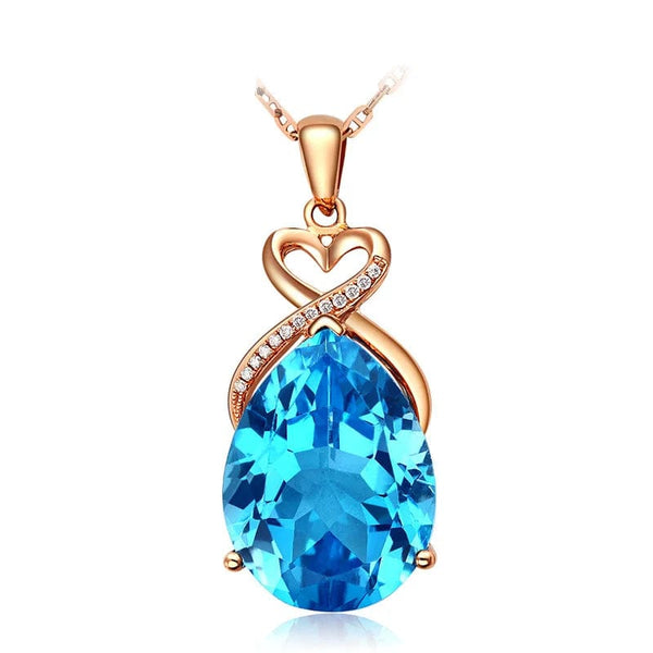 Planet Gates Blue real 14 K Rose Gold 3 Carats Sapphire Stone Pendant Women Natural Blue Sapphire Gemstone 14K Rose Gold Necklace Jewelry Pendant
