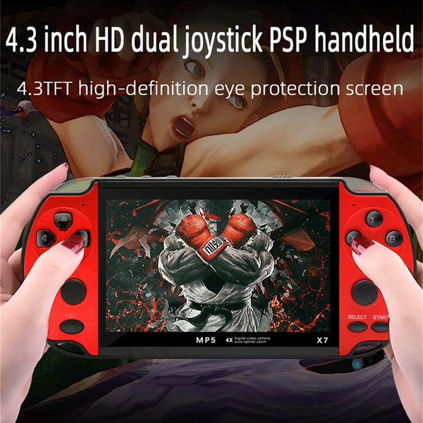 Planet Gates Blue red GAMINJA X7 4.3inch Handheld Game Console IPS Screen Video Game Player HD Game Console Built-in 10000 Games For GBA GBC NES GBC